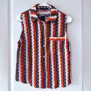 Forever 21 Multicolored Sleeveless Graphic Blouse